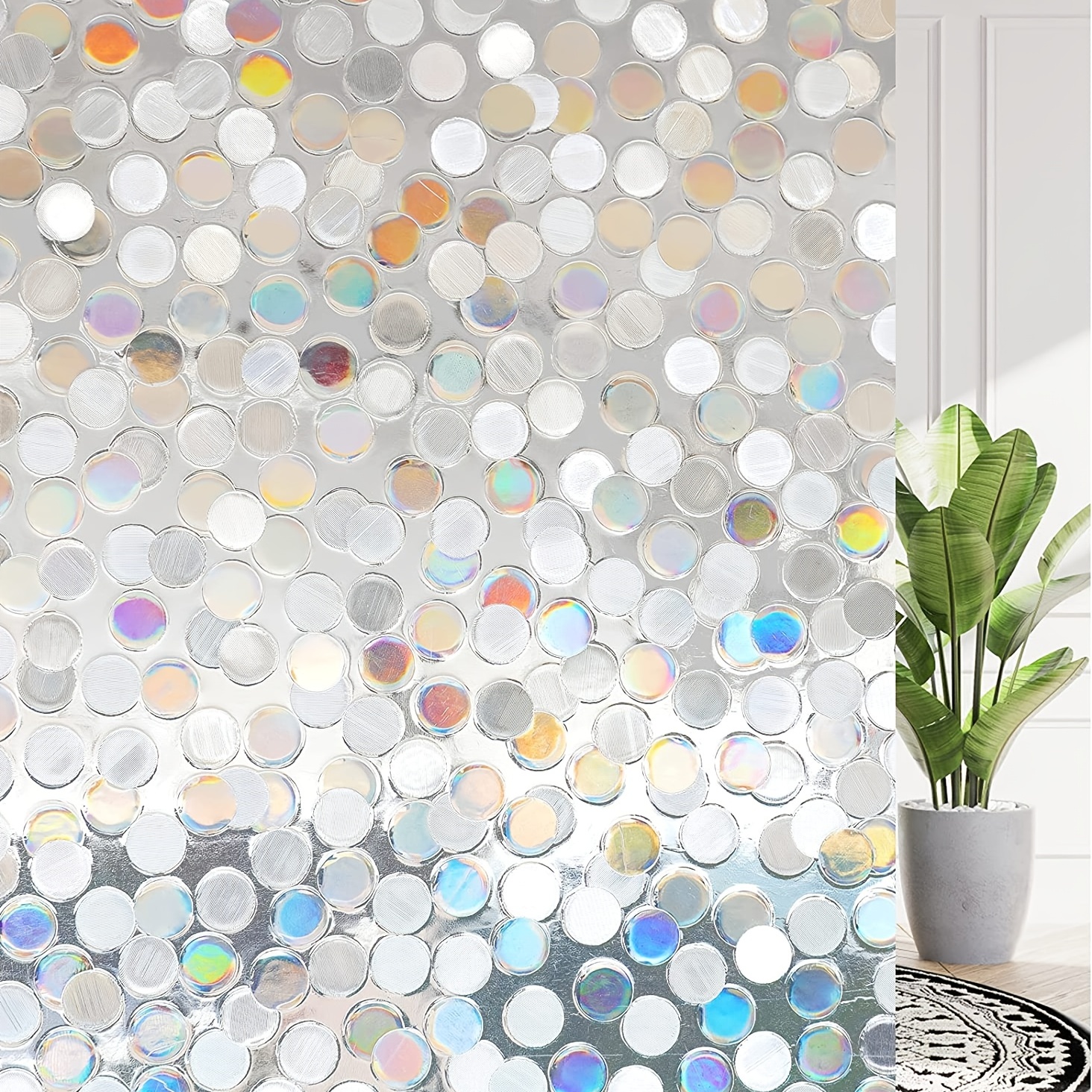 Window Film Privacy Film For Glass Windows, 3d Stained Glass Window Stickers  With Static Cling, Self-adhesive Removable Rainbow Window Film For Decora