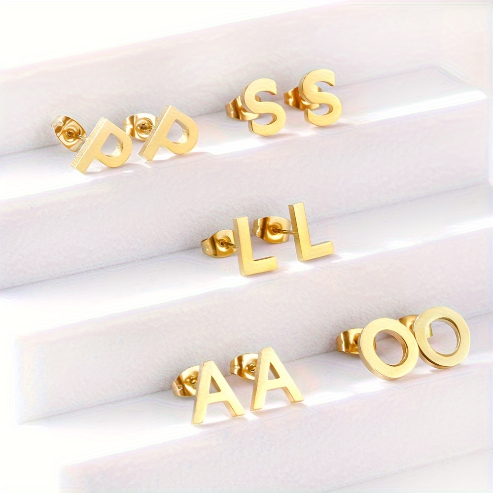 DEVE LUCK - Aretes con iniciales para mujer, aretes de oro con letras del  alfabeto hip hop, joyería de fiesta de Navidad - P