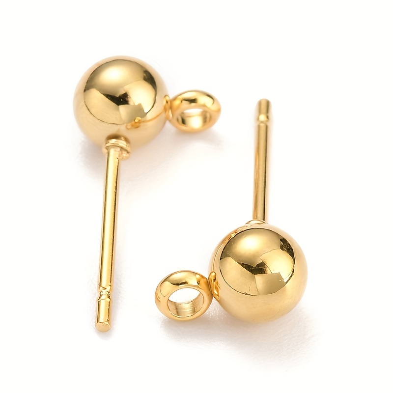 Golden Or Silvery Stainless Steel Stud Earring Base Curved - Temu