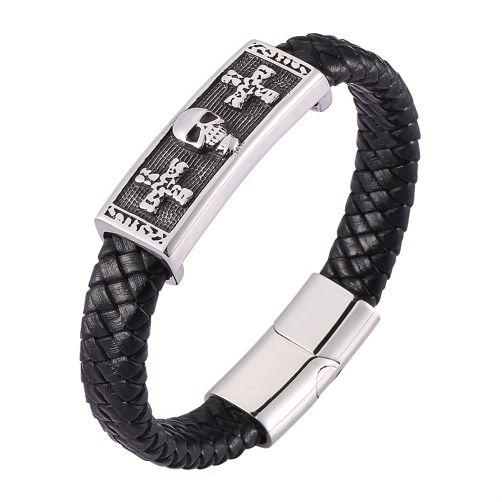 Stainless Steel Wheat Chain Bracelets Men Women Skull Peace - Temu