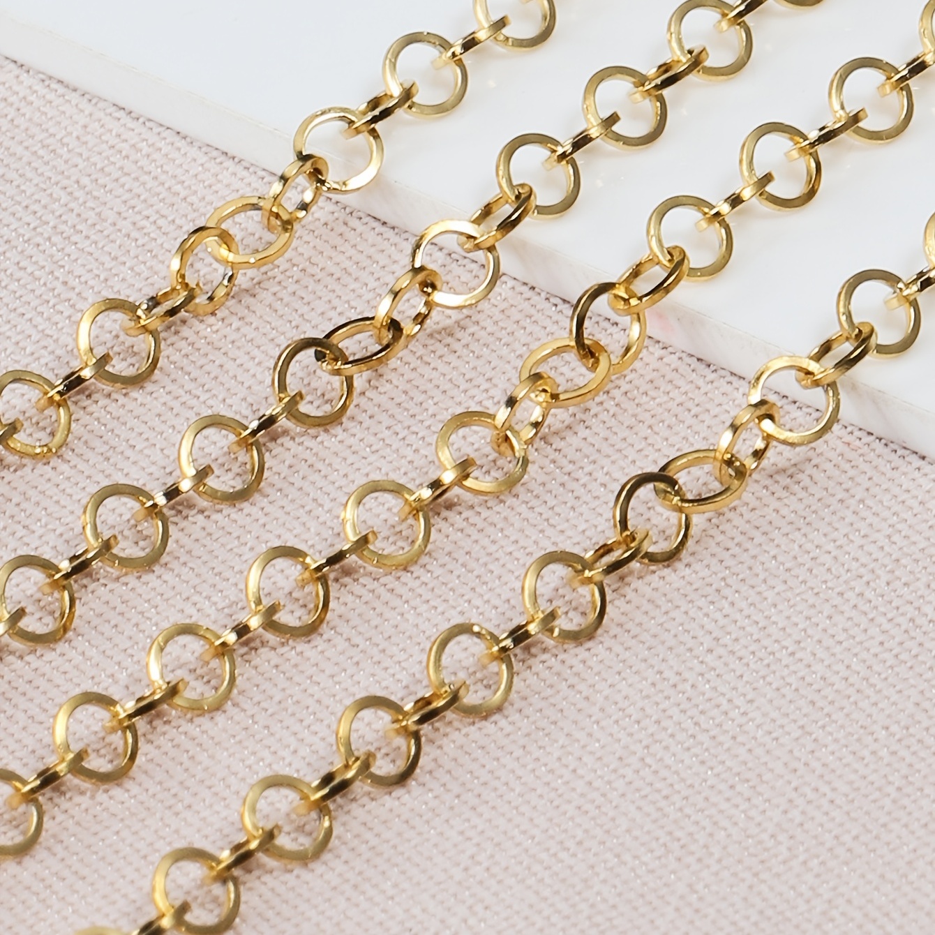 1meter Stainless Steel Cross Charm Beaded Link Chains For Jewelry Making  DIY Necklace Bracelet, Colorfast Golden Diy Chain Material