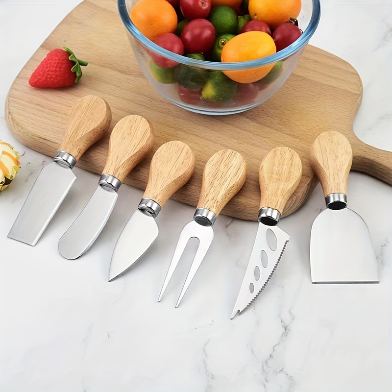 Stainless Steel Wooden Cheese Slicer Cutter Board Bamboo Cutting Board  Handle Cheese Knives Fork Shovel Cooking Tool Kitchen - AliExpress