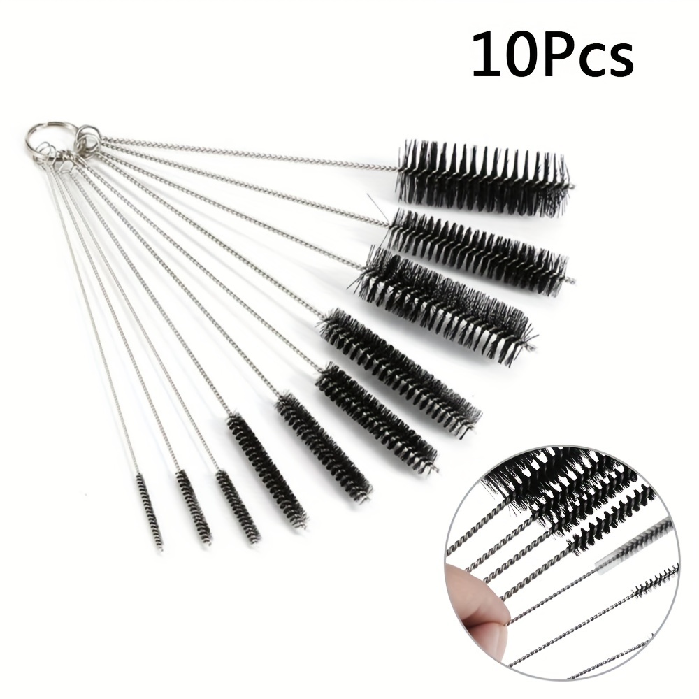 10 Pcs Flexible Drain Brush Straw Cleaner Brush Set,Pipe Cleaners  Brush,61Inch Stainless Steel Double-Ended Hose Brush 8.2Inch Nylon Long  CPAP Tube