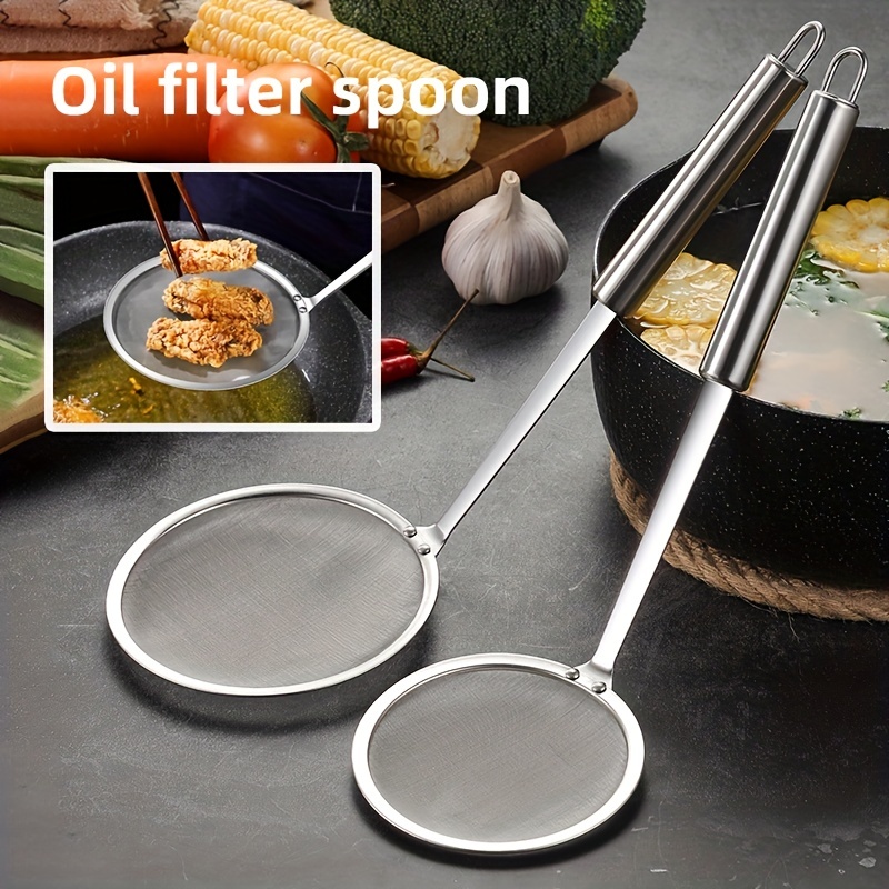 1Pc Grease Separator Household Kitchen Tools Stainless Steel Grease  Separator Spoon Meat Juice Food Fat Separator Skimmer Spoon Grease Filter  Separator Hot Pot Oil Filter Spoon