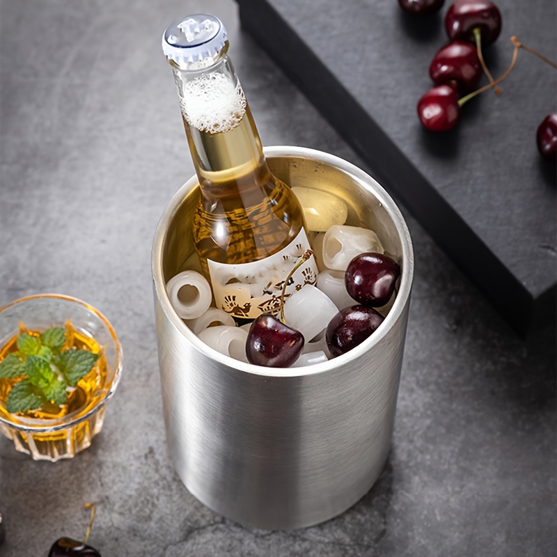 Metal Bucket Ice Bucket Ice Bucket Stainless Steel Ice Cube Tray With  Carrying Handle Ice Tray For Bar Wine Champagne Beer Wedding Birthday  Summer Haw