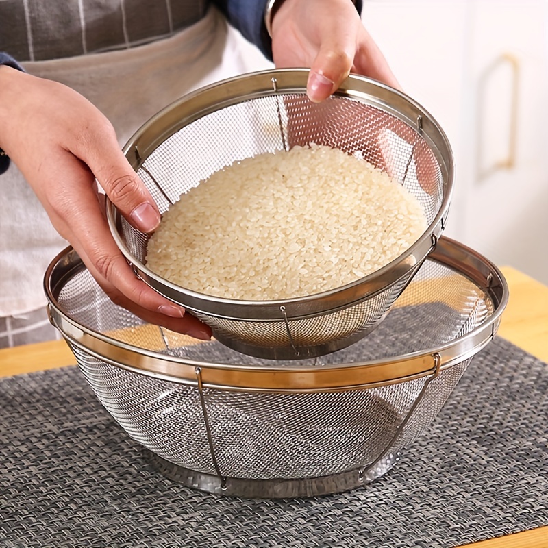 Colador de arroz de acero inoxidable Colador de arroz Cuenco de lavado de  arroz Colador de cocina Escurridor para arroz, verduras y frutas, malla de