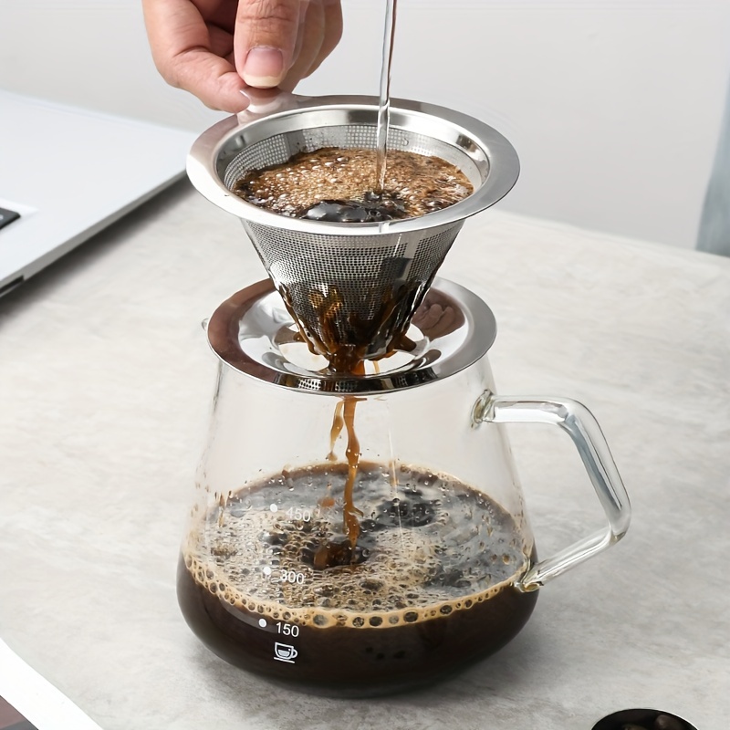 SWOOMEY 1 filtro de café colador de té de acero inoxidable, cafetera de  acero inoxidable, tetera de malla de café, colador de malla para verter  sobre