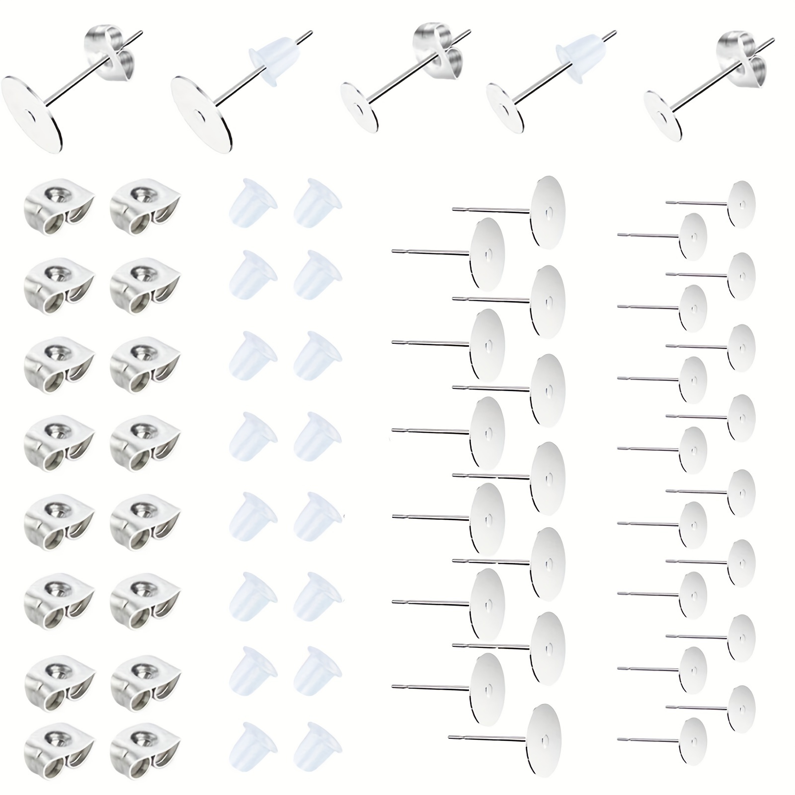12Pcs Earring Backs 18K White Gold Earring Backs Replacements for Studs  Hoops Fish Hook Droopy Hypoallergenic Soft Secure Safety Earrings Backings