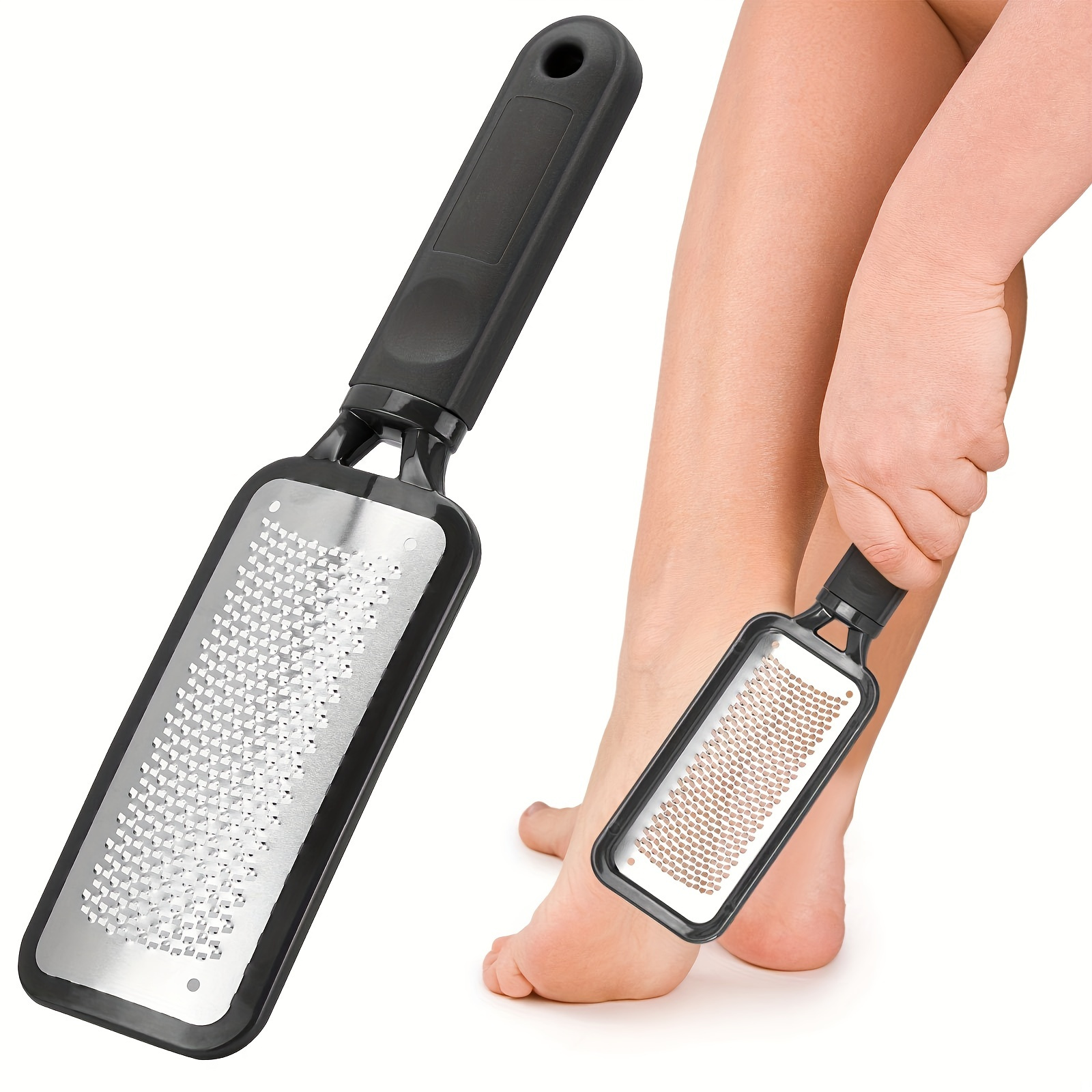 2 Pcs Stainless Steel Foot Scraper Metal Foot File Double Sided Foot File  Callus Remover Professional Foot Rasp Scrubber for Wet or Dry Skin Easy to