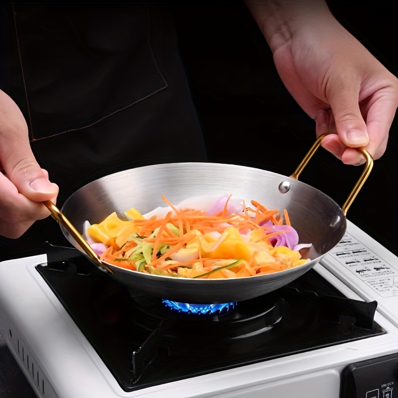 1 juego de sartén para freír sartén wok sartén freidora hogar olla frita  útil utensilios de cocina cesta con cesta olla profunda de acero inoxidable