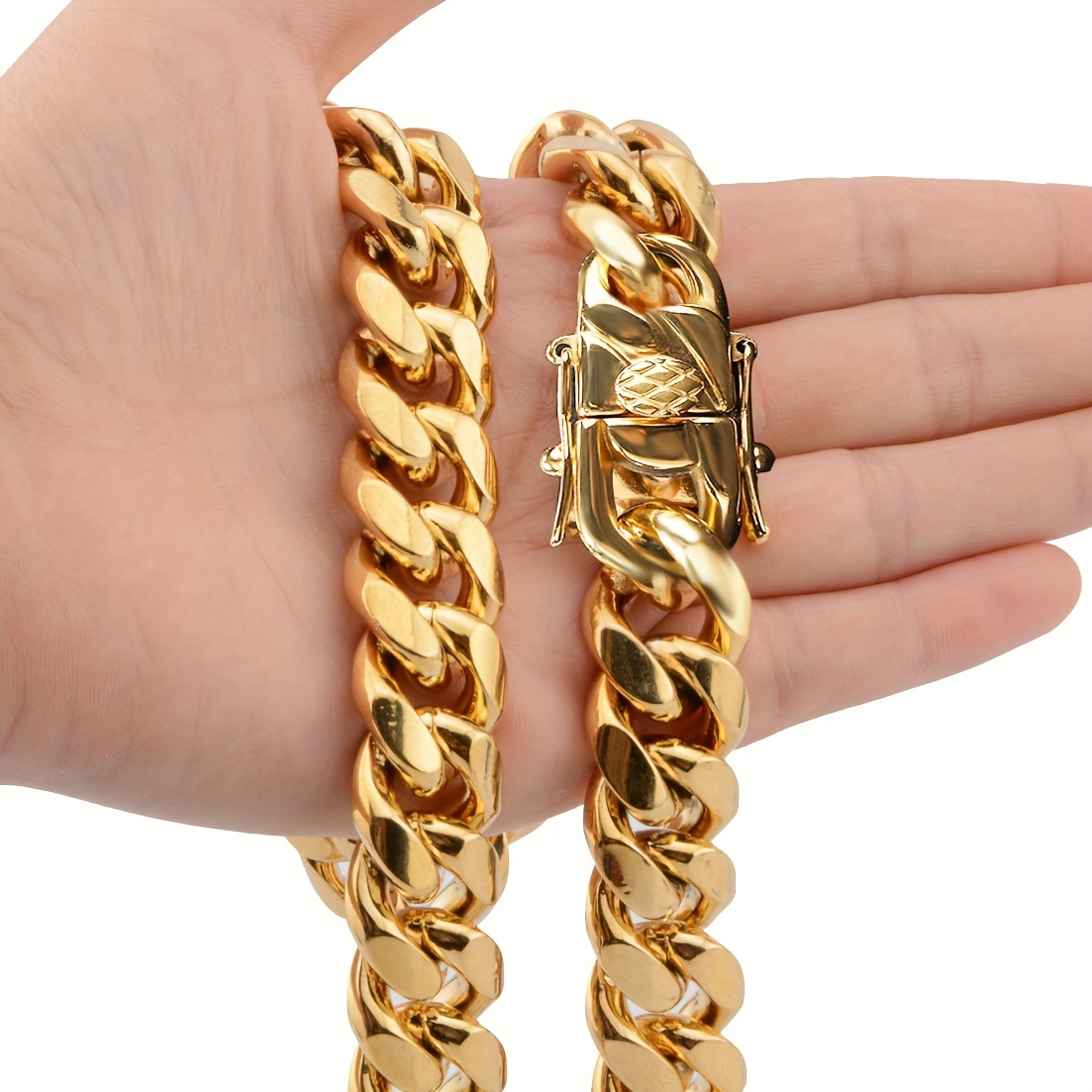 1pc 30mm Heavy Rope Chain Necklace Golden Plated Hip Hop Necklace For Men  And Women