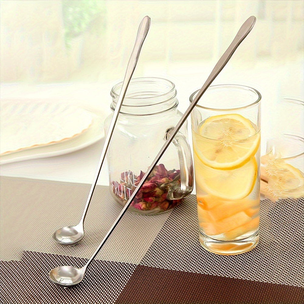 8Pcs Cocktail Spoon Long Handle - Drink Stirrers Cocktail Alcohol Bar  Stainless Steel Martini Glass Cocktail Mixing Spoon - 12 IN Bartender Spoon