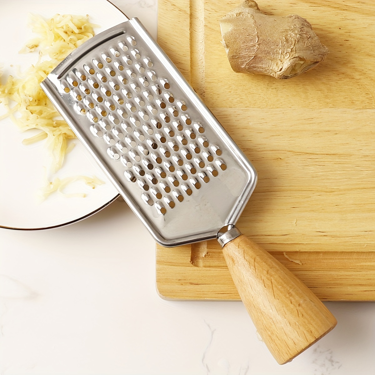 Stainless Steel Handheld Cheese Grater Multifunctional Rustproof Safety  Ginger Potato Cheese Grater (Yellow)