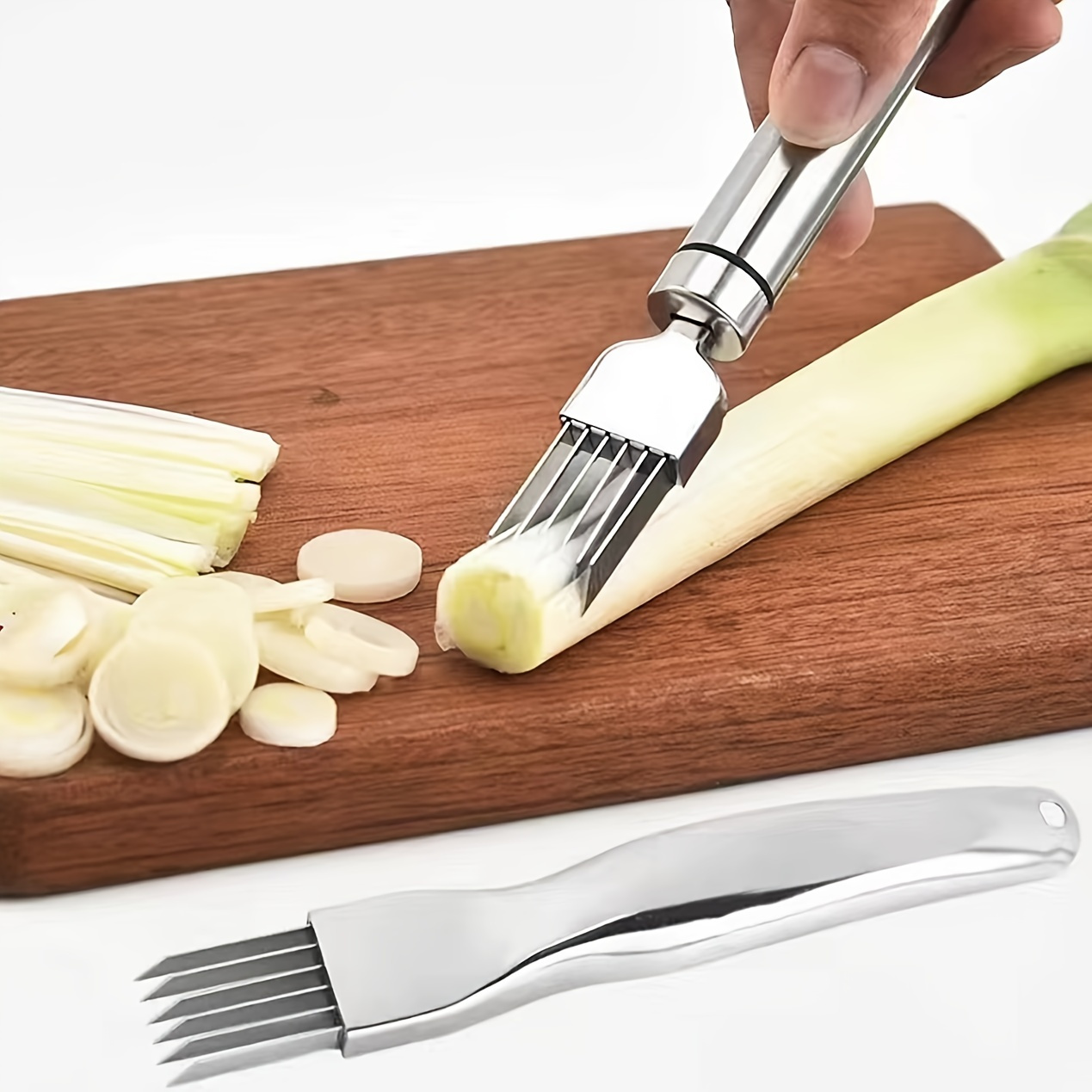 Saim Scallion Cutter Shred,Stainless Steel Green Onion Cutter Slicer Potato  Radish Vegetable Cutting Shredded Knife Kitchen Gadgets for Home Kitchen