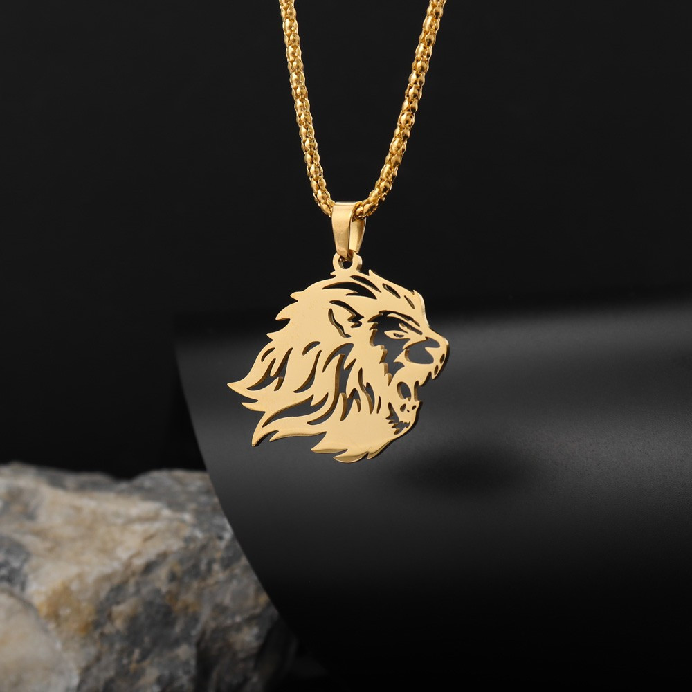 Mens hot sale necklace lion