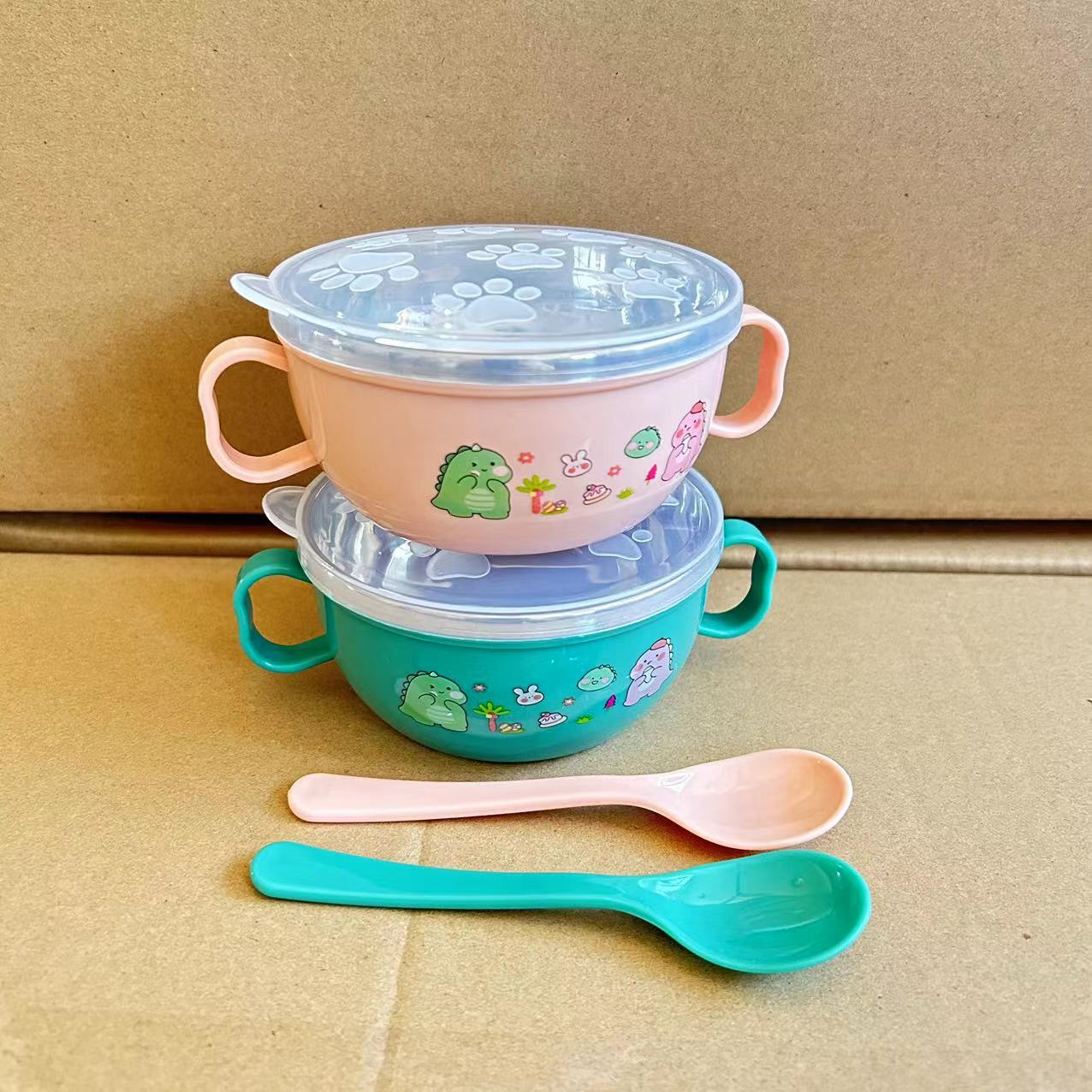 1PC Portable Silicone Dinner Plate Baby Feeding Suction Cup Bowl with Straw  Stylish One-piece Baby Bowl Drop Resistance Baby Bowls for Home Use Green 