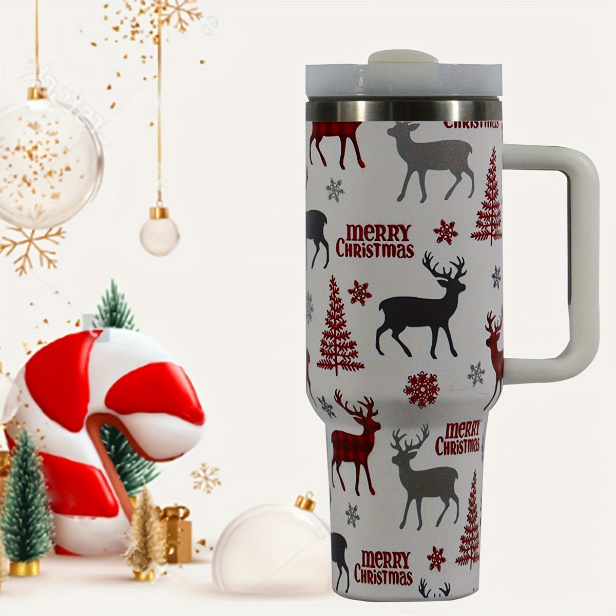 Personalized Reindeer Kids Cups, Reindeer Cups with Lid and Straw,  Christmas Party Favors For Kids, Child Friendly Holiday Cups, Reindeer