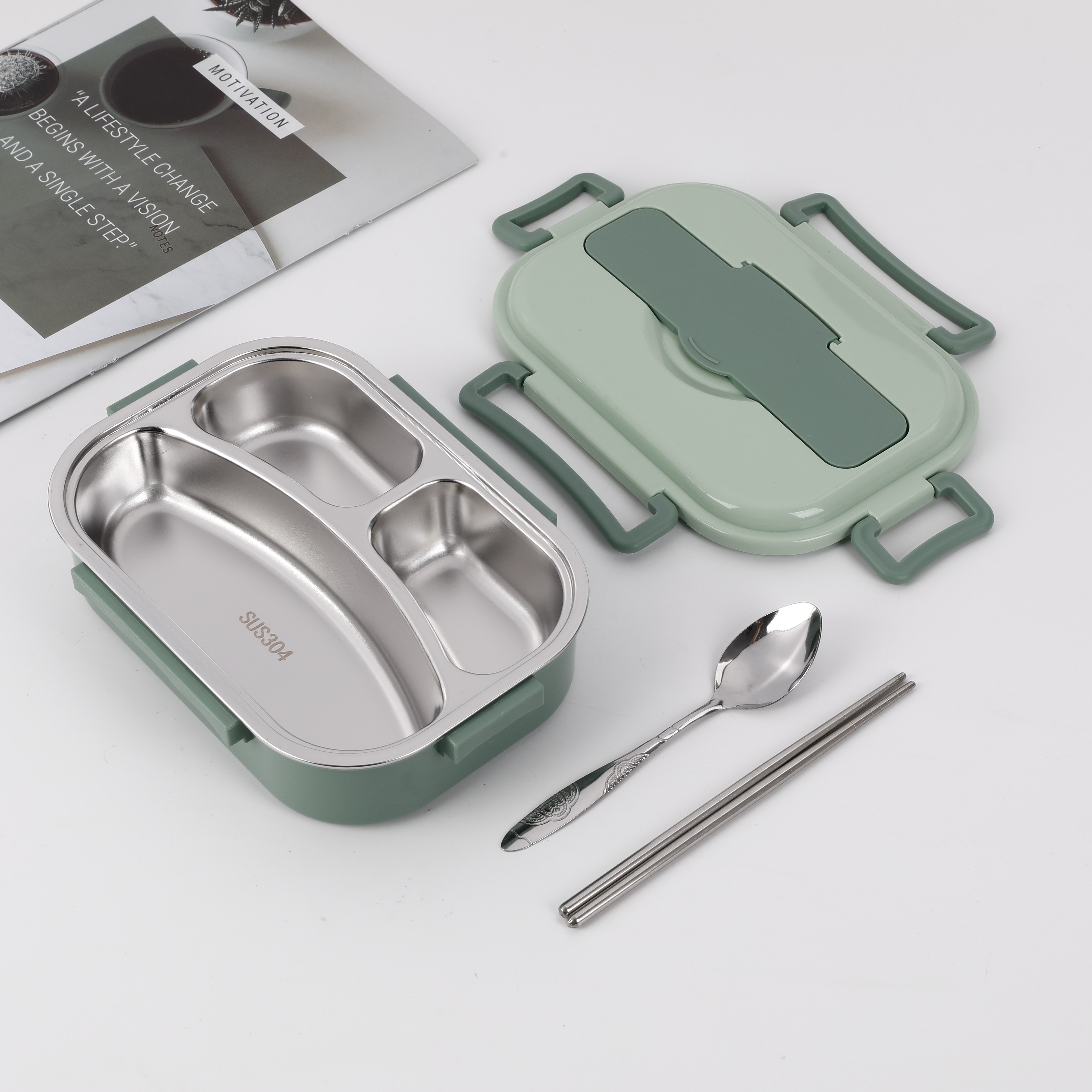 Portable Lunch Box With Spork And Dipping Bowl Perfect For - Temu