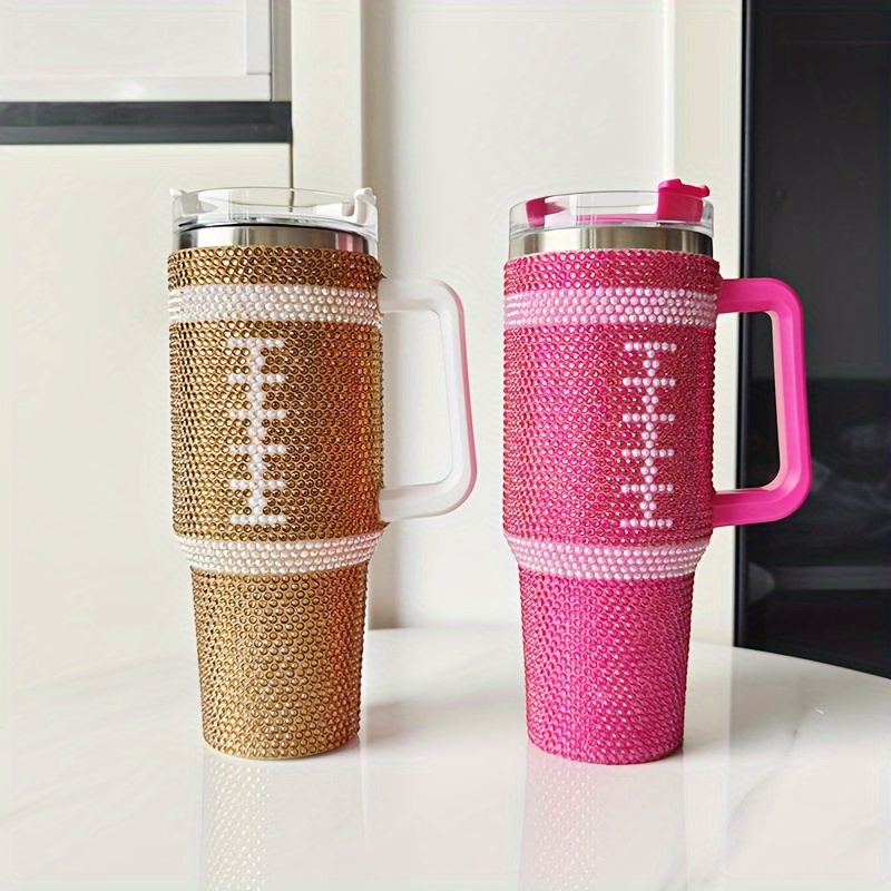 Sparkle On The Go: Stainless Steel Insulated Tumbler With Handle, Straw  Lid, And Car Cup - Perfect For Travel, Work, And Outdoor Activities - Temu