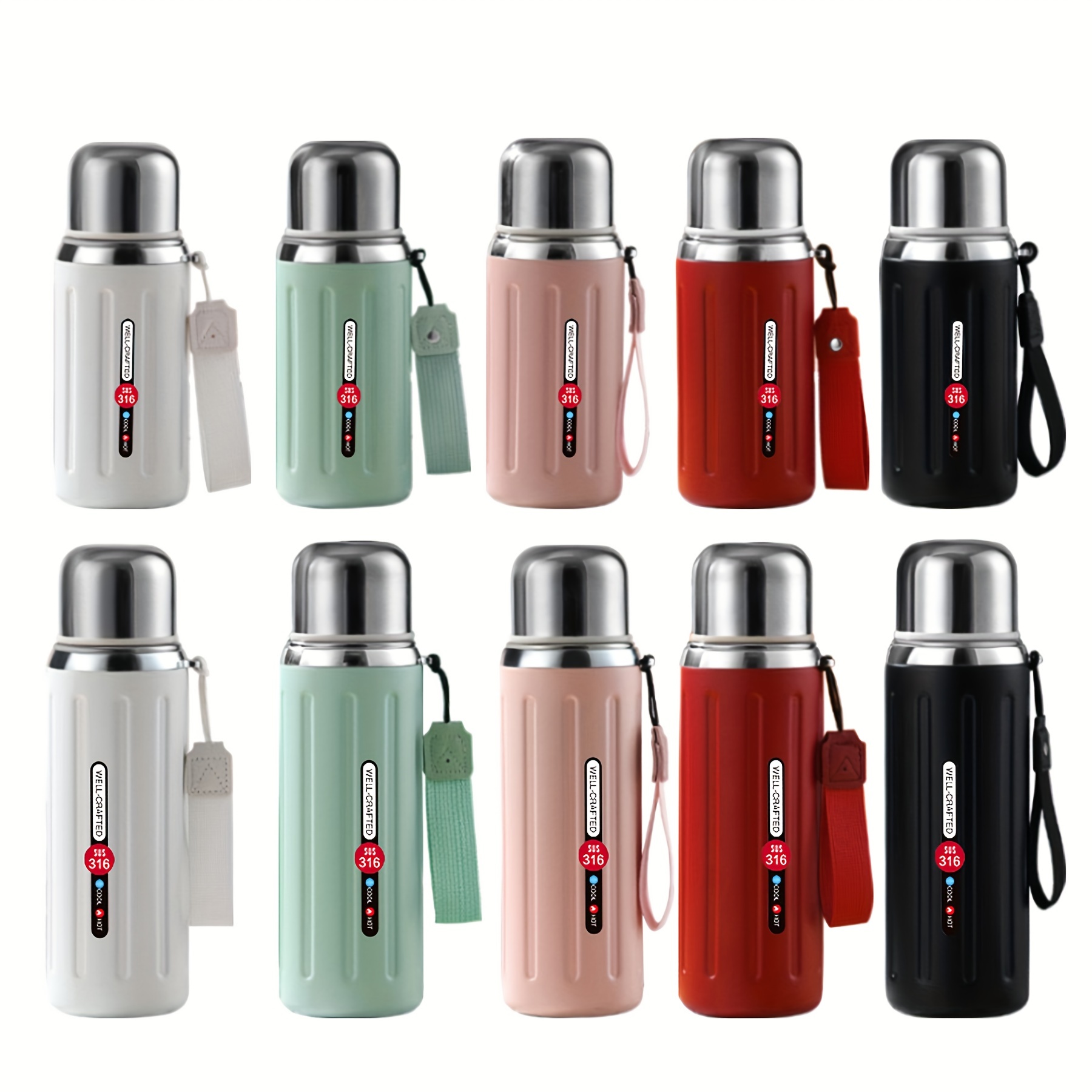 Portable High-End Stainless Steel Vacuum Cup Creative Smart Insulation  Bottle Student High-Value Accompany Bring Own Thermos Mug