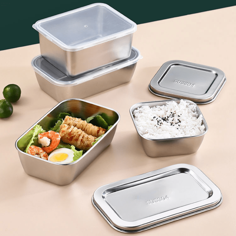 4Pcs Stainless Steel Food Containers Food Sample Boxes Food Storage  Containers for School Canteen 