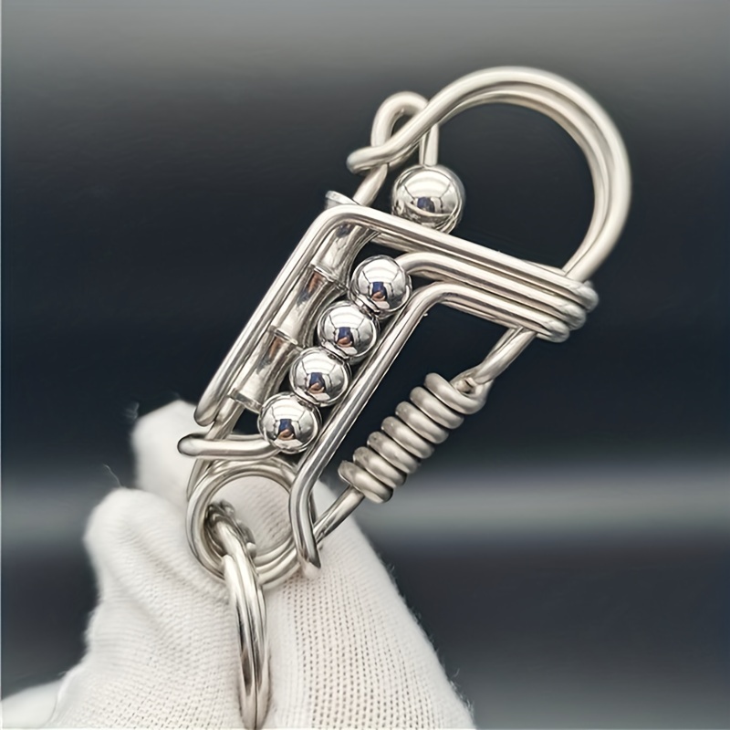 Minimalist Beads Wire Wrapped Stainless Steel Carabiner Keychain
