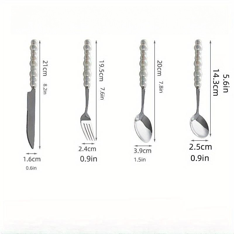 Unique Pearl Shape Cutlery Set With Ceramic Handles 304 - Temu