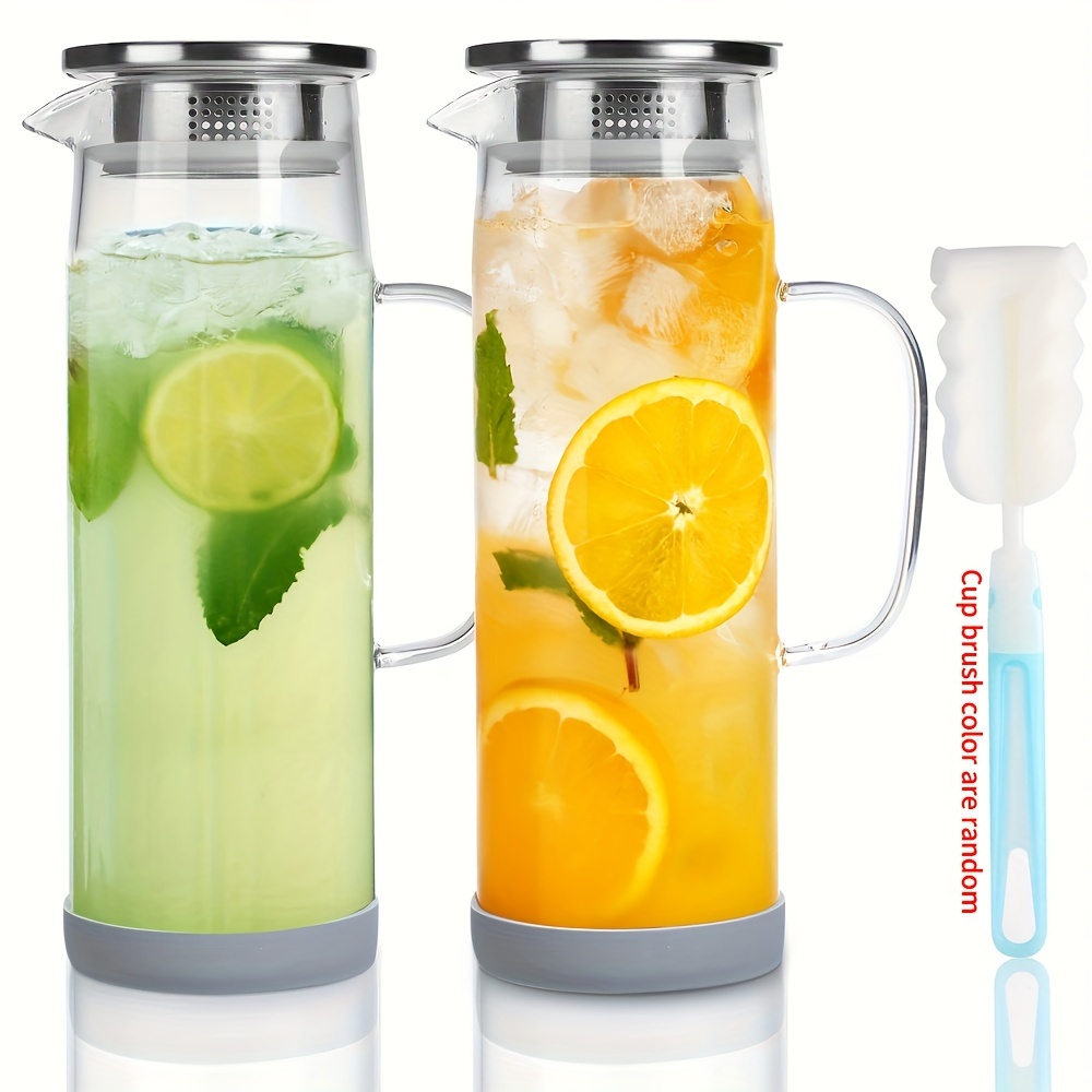 Glass Refrigerator 2 Quart Water Bottle/vintage Clear Glass Water/lemonade/ice  Tea Pitcher 