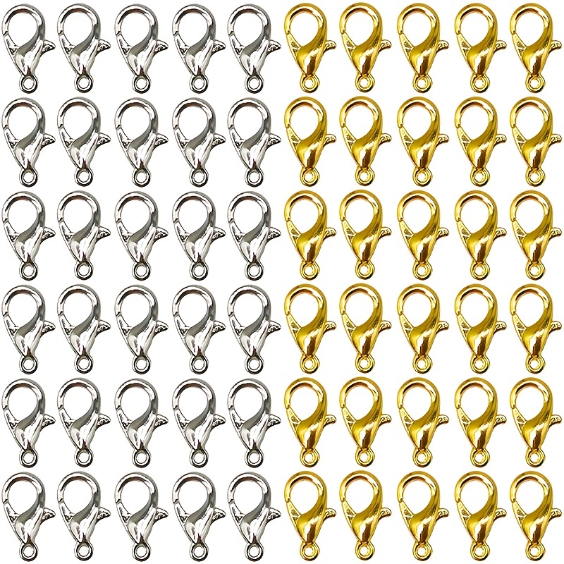 50Pcs 24K Gold Plated Lobster Claw Clasps Jewelry Clasps Connectors for DIY  Bracelet Necklace Jewelry Making 0.47 inch(12mm) 