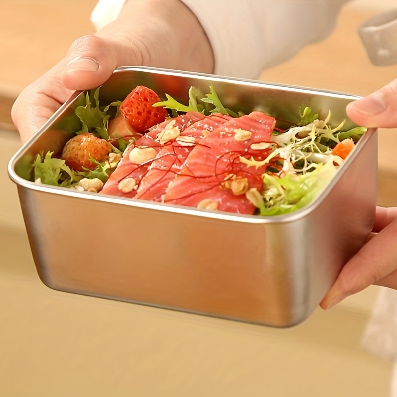 Stainless Steel Fresh-keeping Box, Refrigerator Cooler Storage Box, Sealed  Anti-overflow Bento Box, Picnic Lunch Box, Meal Prep Square Box, For  Camping Picnic And Beach, Home Kitchen Supplies - Temu