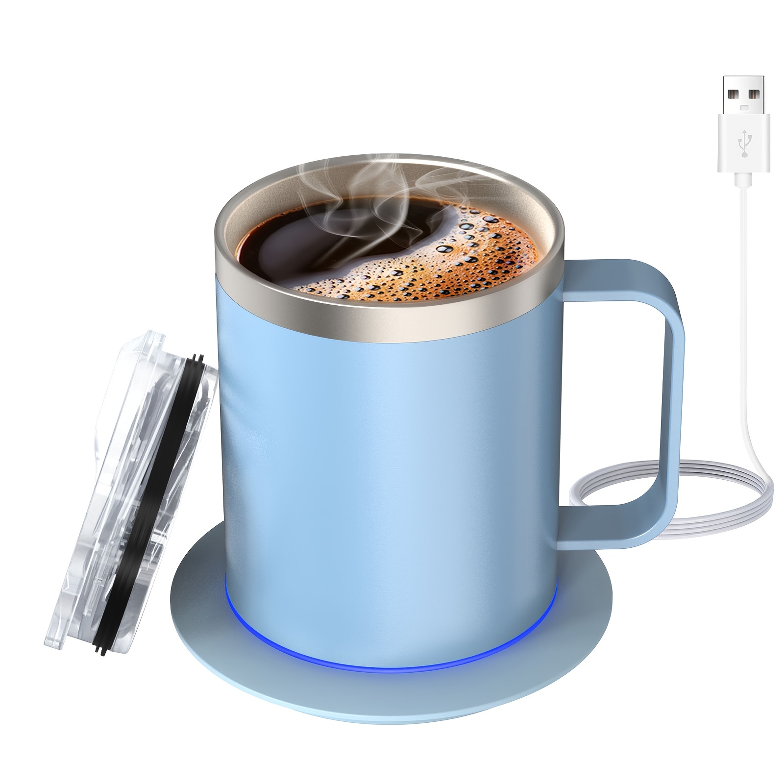 PRIZOM - Taza de café eléctrica, taza de café USB, control de temperatura  constante, placa de calefacción para oficina y hogar
