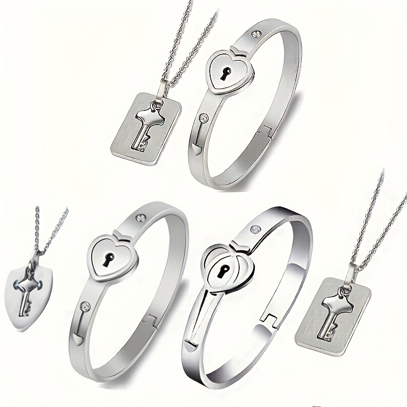 2pcs Necklaces Stainless Chain Padlock Pendant Necklace Chain Link Jewelry  Gift For Men - Temu