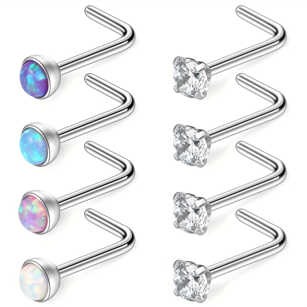 60Pcs PIERCING Pendiente Cristal De La Nariz Oreja Aguja Diamantes De  Imitación