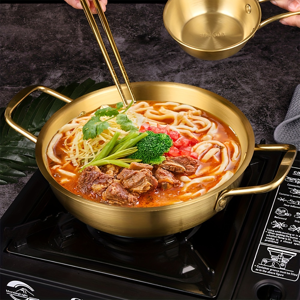 20cm Korean Ramen Cooking Pot with Spoon Chopsticks Lid Ramen Pot Fast  Heating Instant Noodle Soup Korean Korean Ramen Noodle Pot Fast Heating For