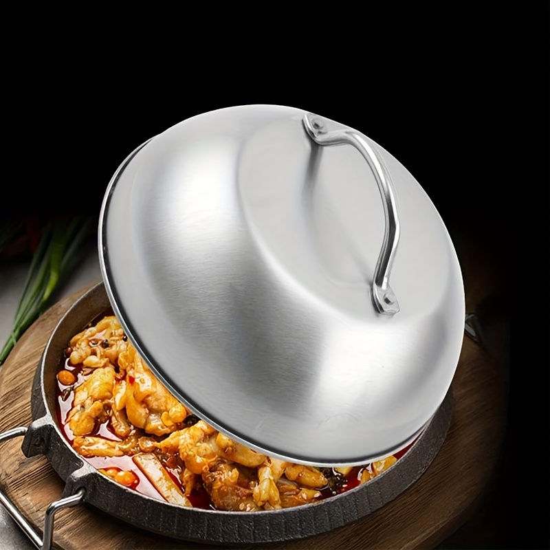 34cm Multifunctional Cooking Wok Pan Lid Stainless Steel Pan Cover Visible Replaced Lid for Frying Wok Pot Dome Wok Cover, Other
