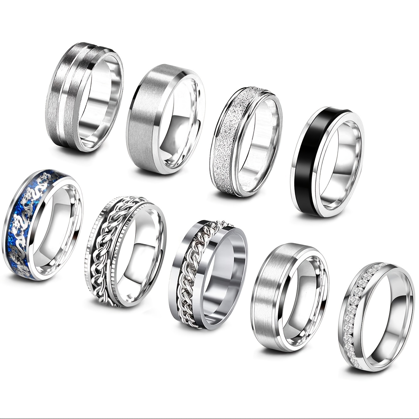 Titanium Steel Frosted Ring Stainless Steel Men's Brushed Ring Ring Jewelry, Jewels,Temu