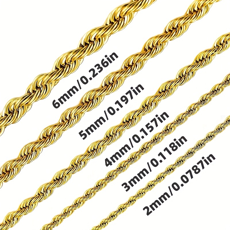 1pc 5mm Men's Rope Necklace ，Stainless Steel Twist Necklace, Twisted Rope  Chain Necklace For Men Women