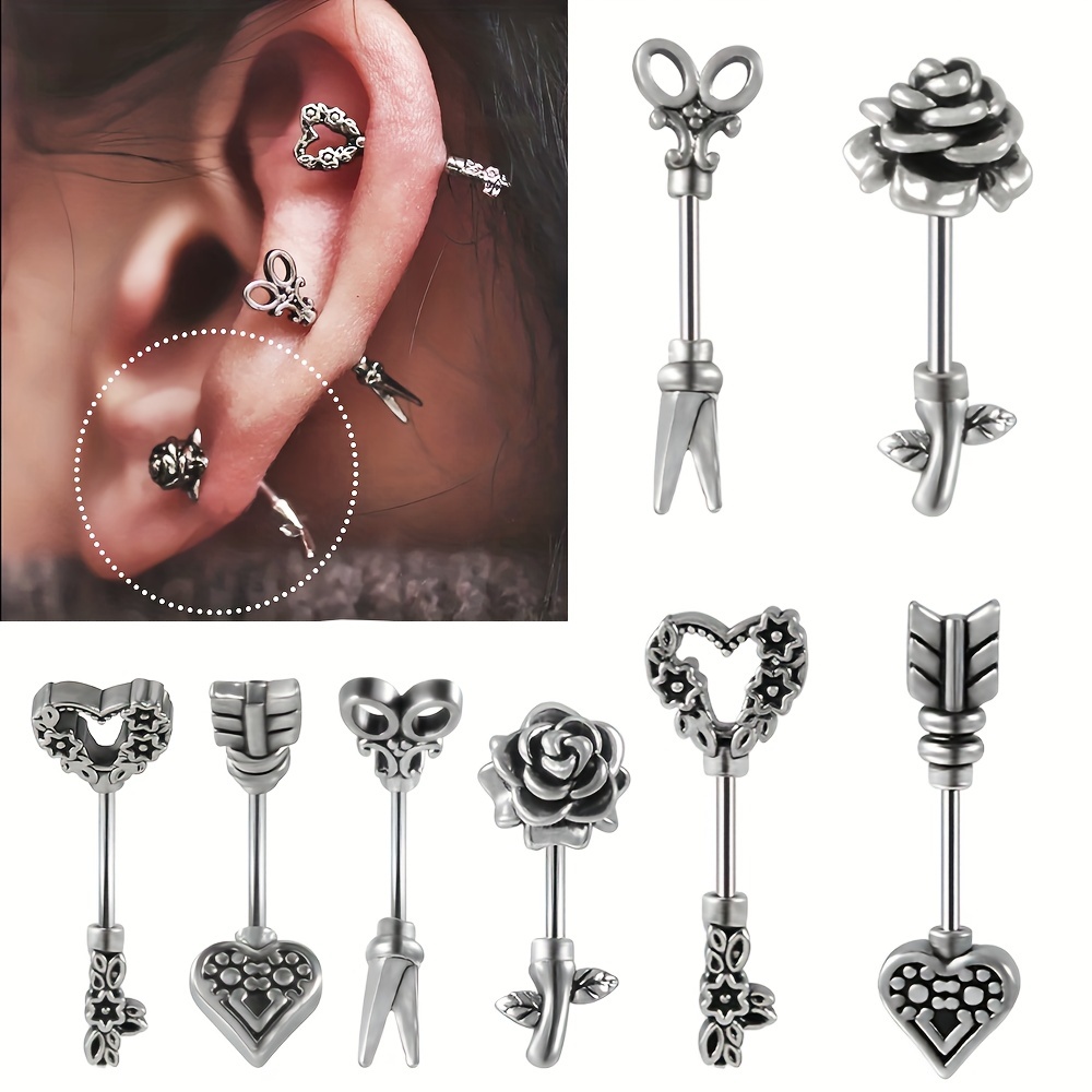 21pcs Body Piercing Kit Set Forwards Helix Earring Rook Daith Conch Tragus  Earrings Stainless Steel Piercing Jewelry
