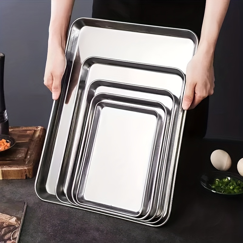 Stainless Steel Towel Tray With Cover, Square Serving Tray,  Multi-functional Storage Tray, Microwave Safe, Thickened And Deepened Tray  For Home And Hotel Supplies - Temu