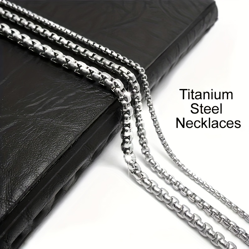 1pc Chain Necklace, Stainless Steel Silver Link Necklace Available in 2mm, 3mm, 5mm, 7mm, and 9mm Widths, 18-24 Length ,Gifts for Men Women,Temu