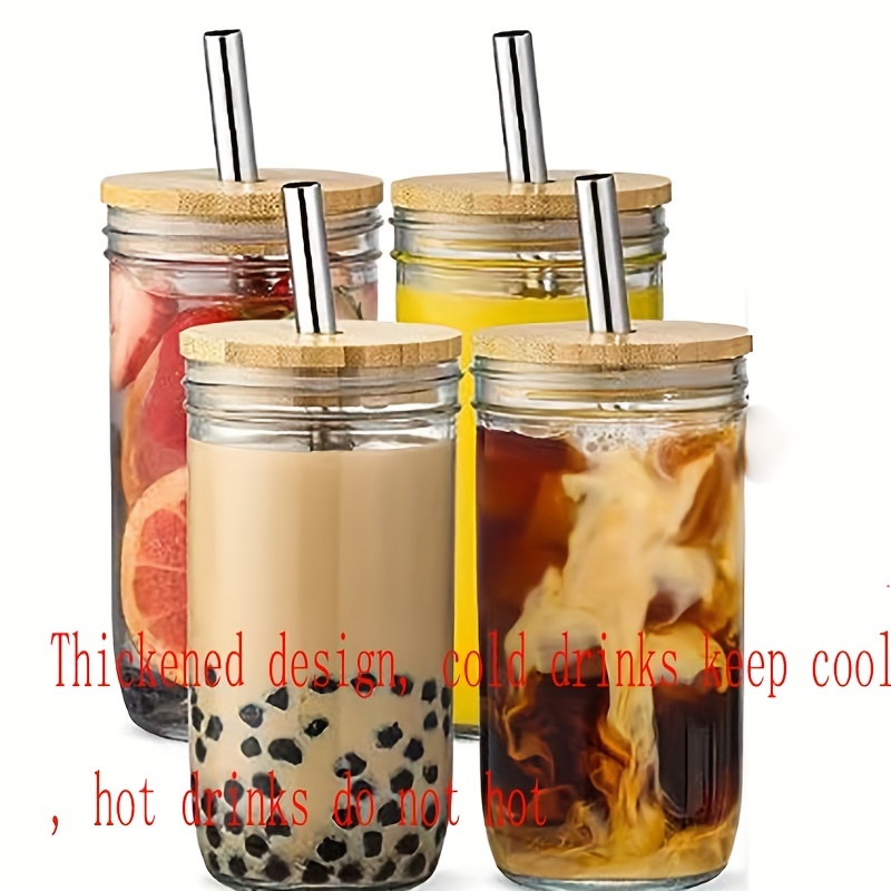  Lioong 2Pcs Crystal Stripe Glass Cup Juice Bottles Set,Mason  Jar with Lip and Straw,Wide Mouth Water Drinking Cups For Juice Milk Coffee  : Home & Kitchen