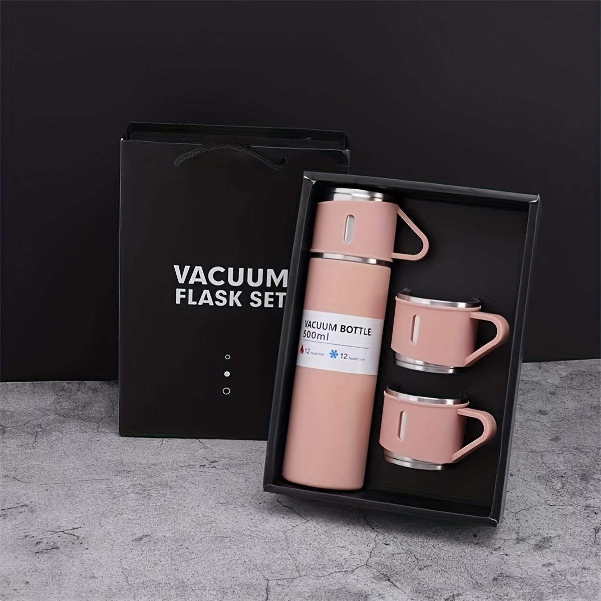 Mini Water Bottle 10.8oz/320ml Travel Coffee Mug with Handle Thermos for  Hot and Cold Drinks Insulated Tumblers for Women Vacuum Sealed Flask Pink