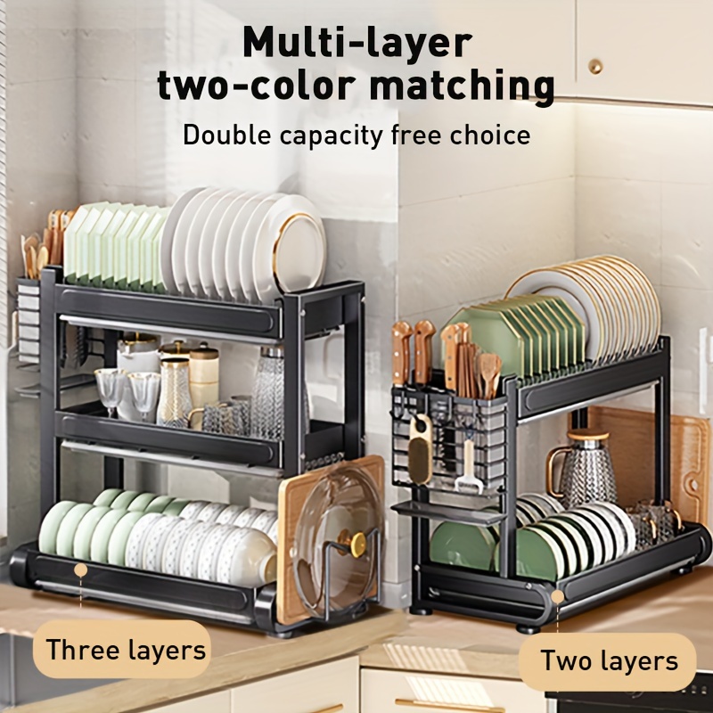 Double Layer Aluminum Alloy Sink Stand Dish Drying Rack Kitchen