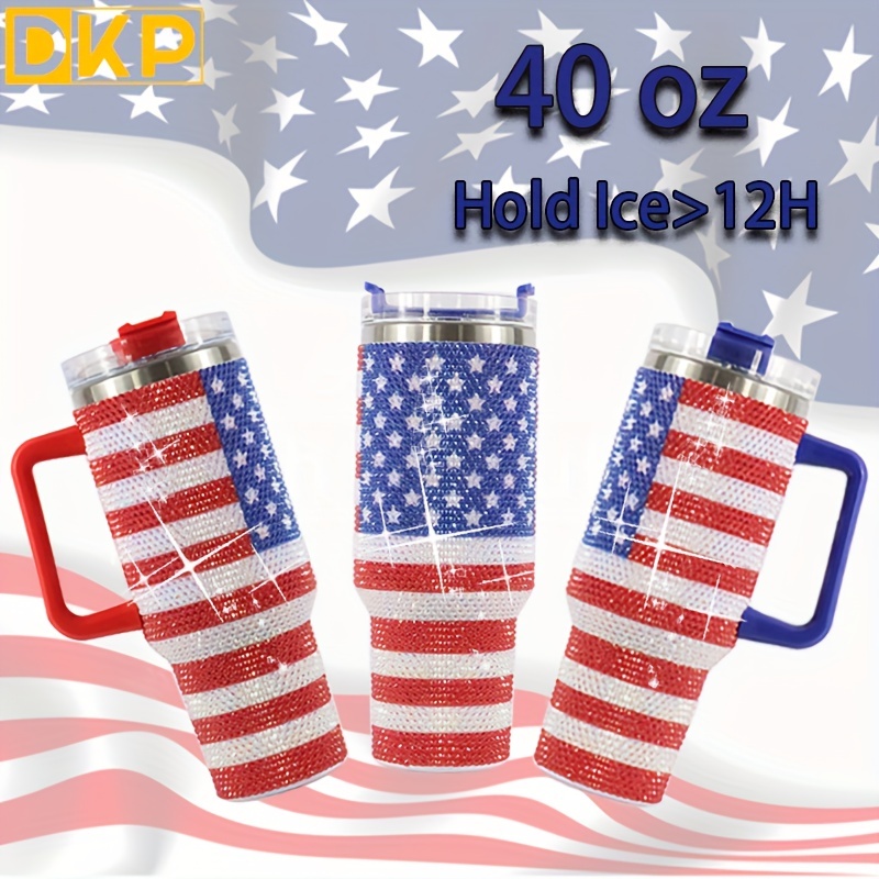 Dkp 5d American Flag Ice Water Bottles Portable Car Cup - Temu