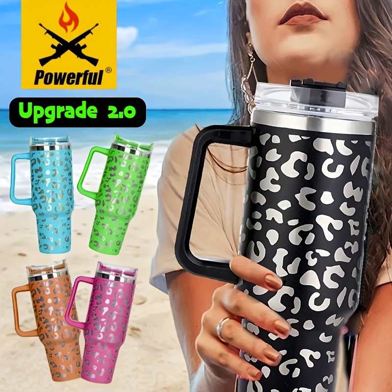 FUNUS 40 oz Tumbler with Handle and Straw Lid | Insulated Reusable  Leakproof Stainless Steel Water Bottle Travel Mug Iced Coffee Cup