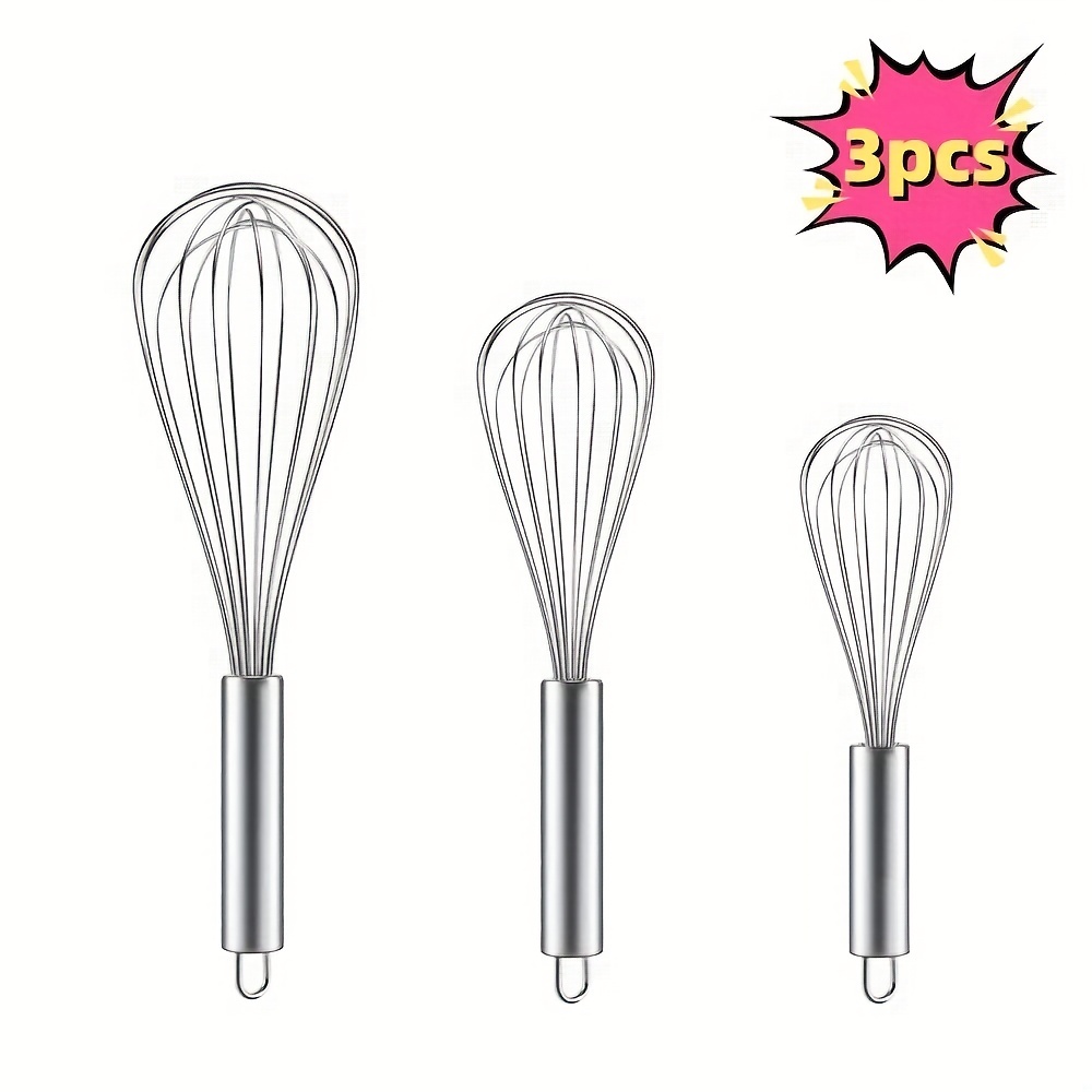 Whisks for Cooking, 3 Pack Stainless Steel Whisk for Blending, Whisking,  Beating and Stirring, Enhanced Version Balloon Wire Whisk Set, 8+10+12