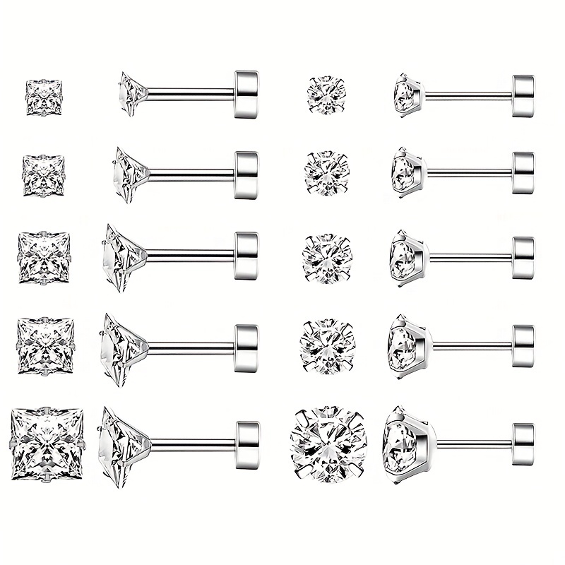 8pcs/4 Pairs Sterling Silver Locking Earrings Back Replacements for Diamond  Studs,Secure Earring Backs for Studs,Earring Backs Replacements,Screw Back