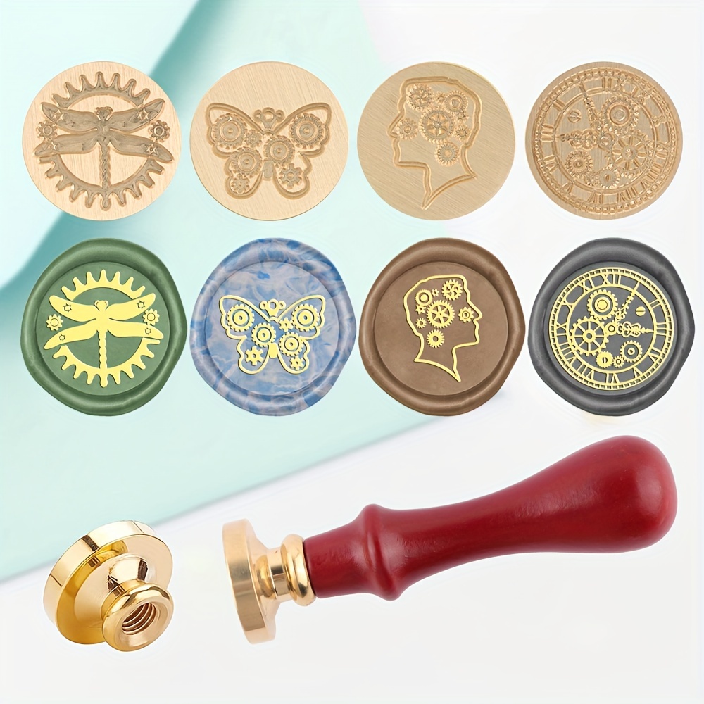 Wax Seal Stamp Set Sealing Wax Stamp Heads Wooden Hilt - Temu