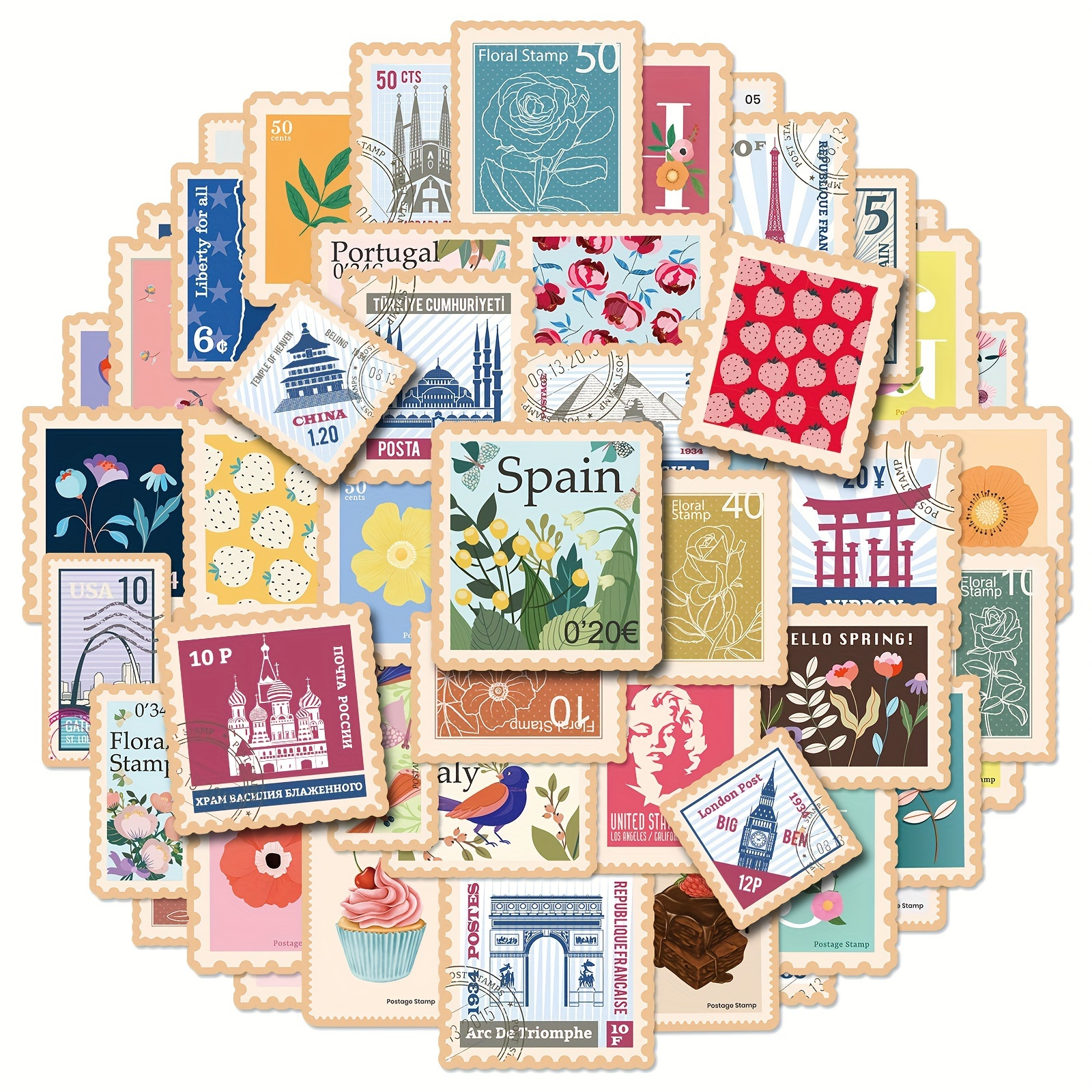 Vintage Stamps Waterproof Decorative Stickers For Clipping - Temu