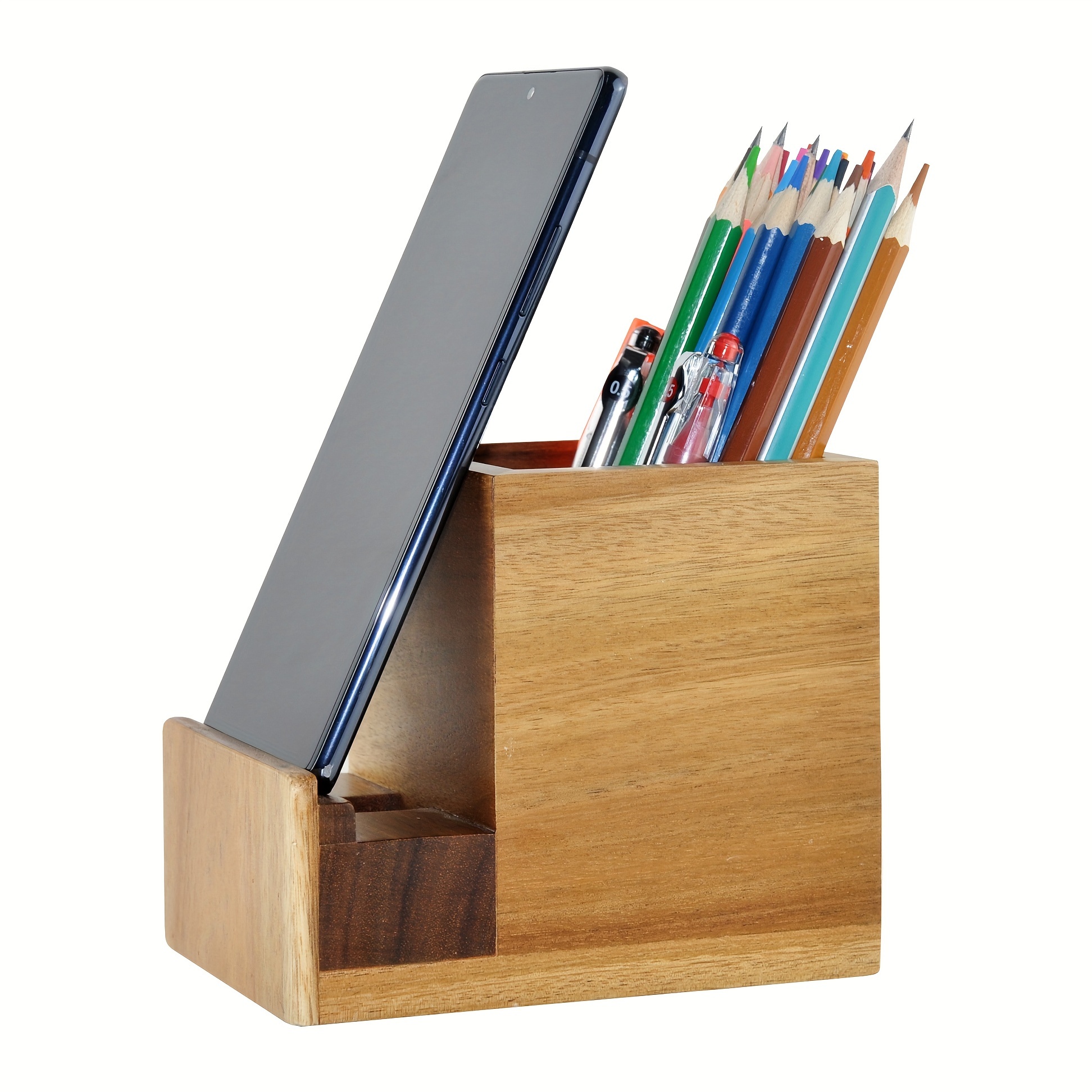 Wooden Pen Holder & Pencil Holders - Rainbow Supply Caddy Phone Holder Desk  Organizer For Office Supplies Makeup Brush Classroom Organization For Women  - Temu